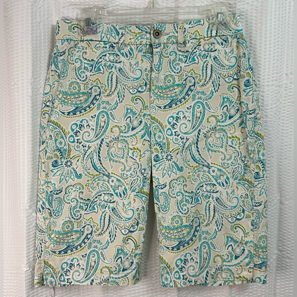 *FINAL PRICE* Kim Rogers Cream/Blue/Green Paisley Shorts
